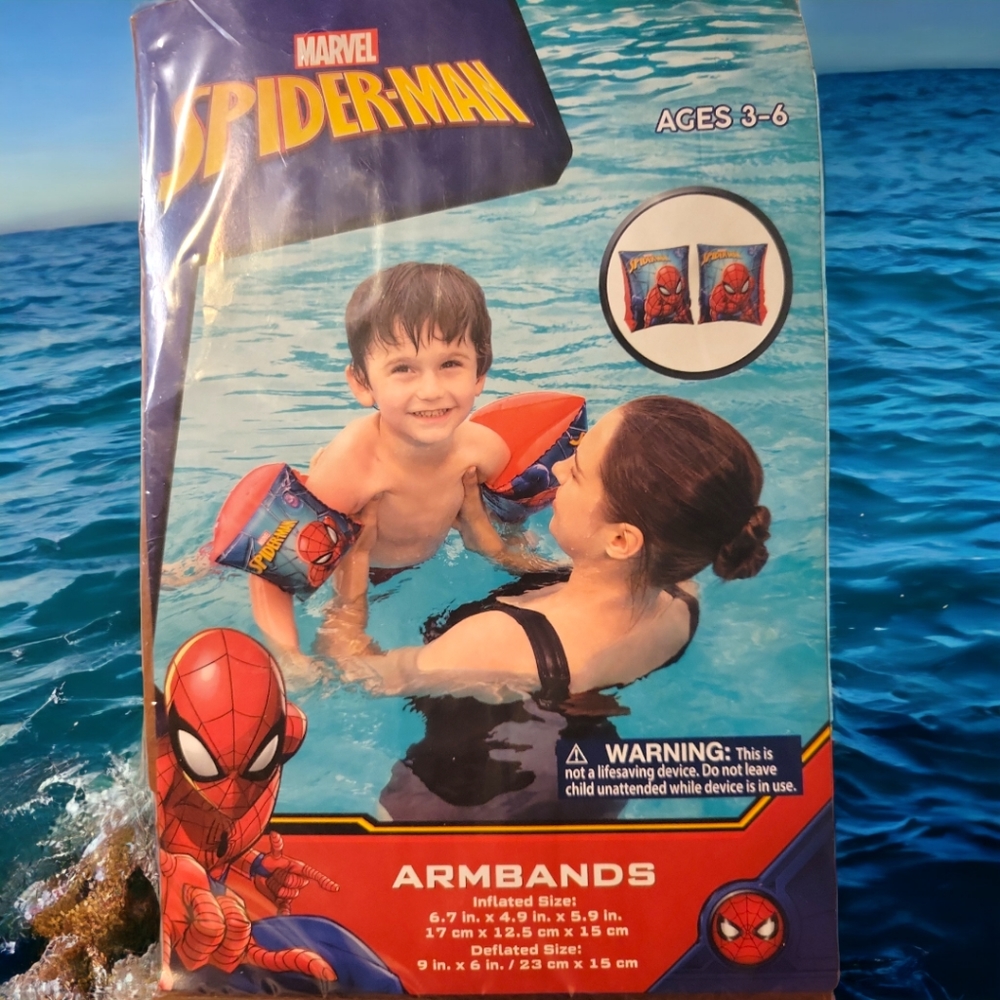 NWT Marvel Spider-Man DC Bestway Kid's Inflatable Armbands Blow Up 3-6 Yrs